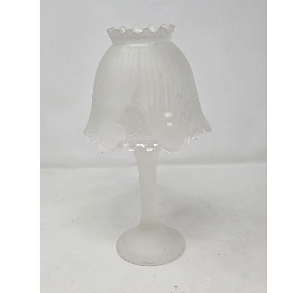 Vtg Partylite fairy lamp Clairmont tea light candle frosted 2-Piece glass